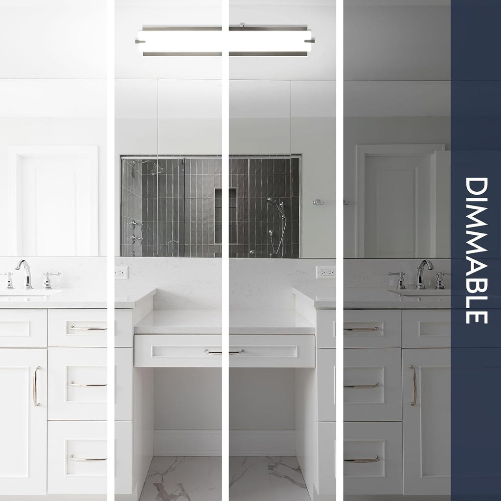 24 Inch LED Vanity Lights Brushed Nickel Bathroom Light Fixtures 3CCT Selectable 3000K 4000K 5000K Modern Vanity