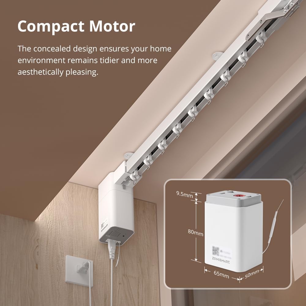 Matter over Thread Smart Curtain Track, Electric Curtains with Remote, Works with Apple HomeKit, Alexa, Google