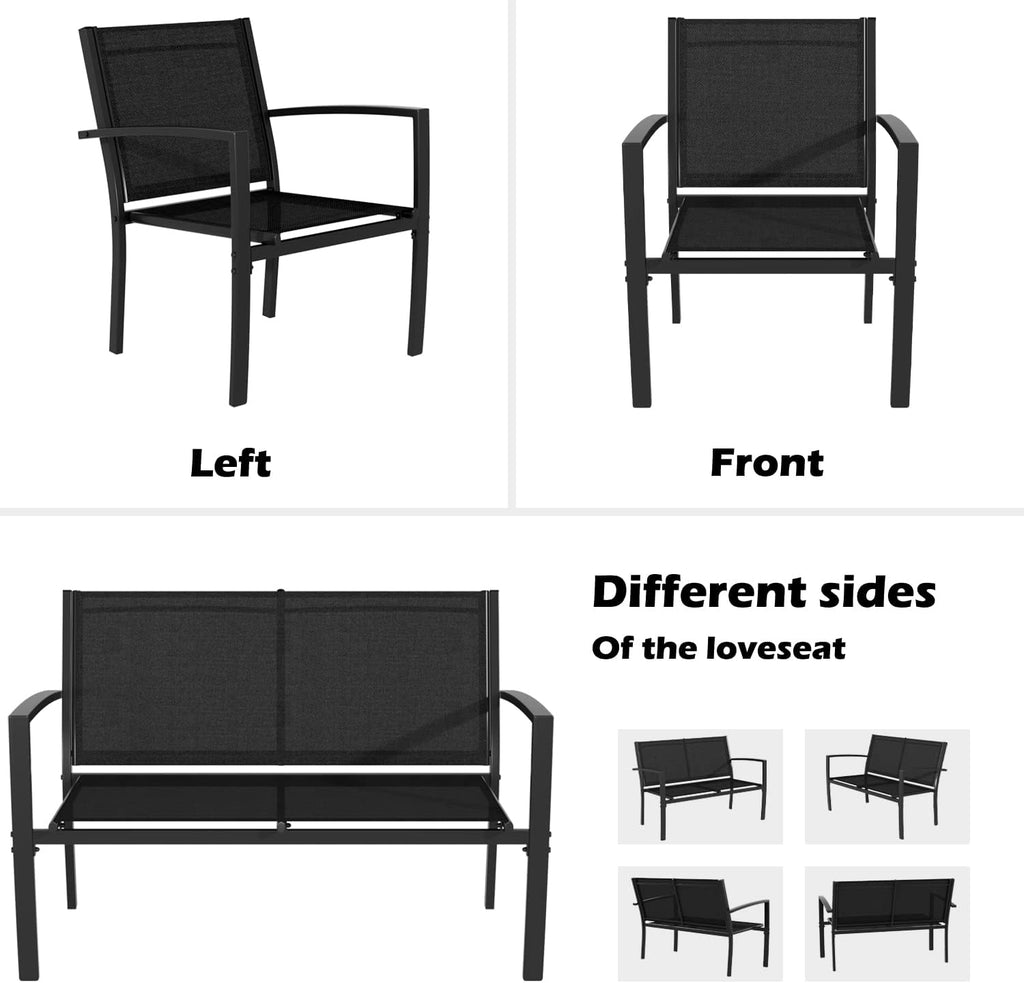 4 Pieces Patio Furniture Set, Outdoor Conversation Sets for Patio, Lawn, Garden