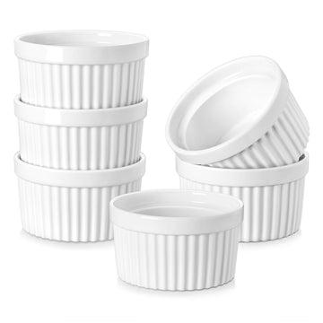 8 oz Oven Safe, Porcelain, Set of 6, White