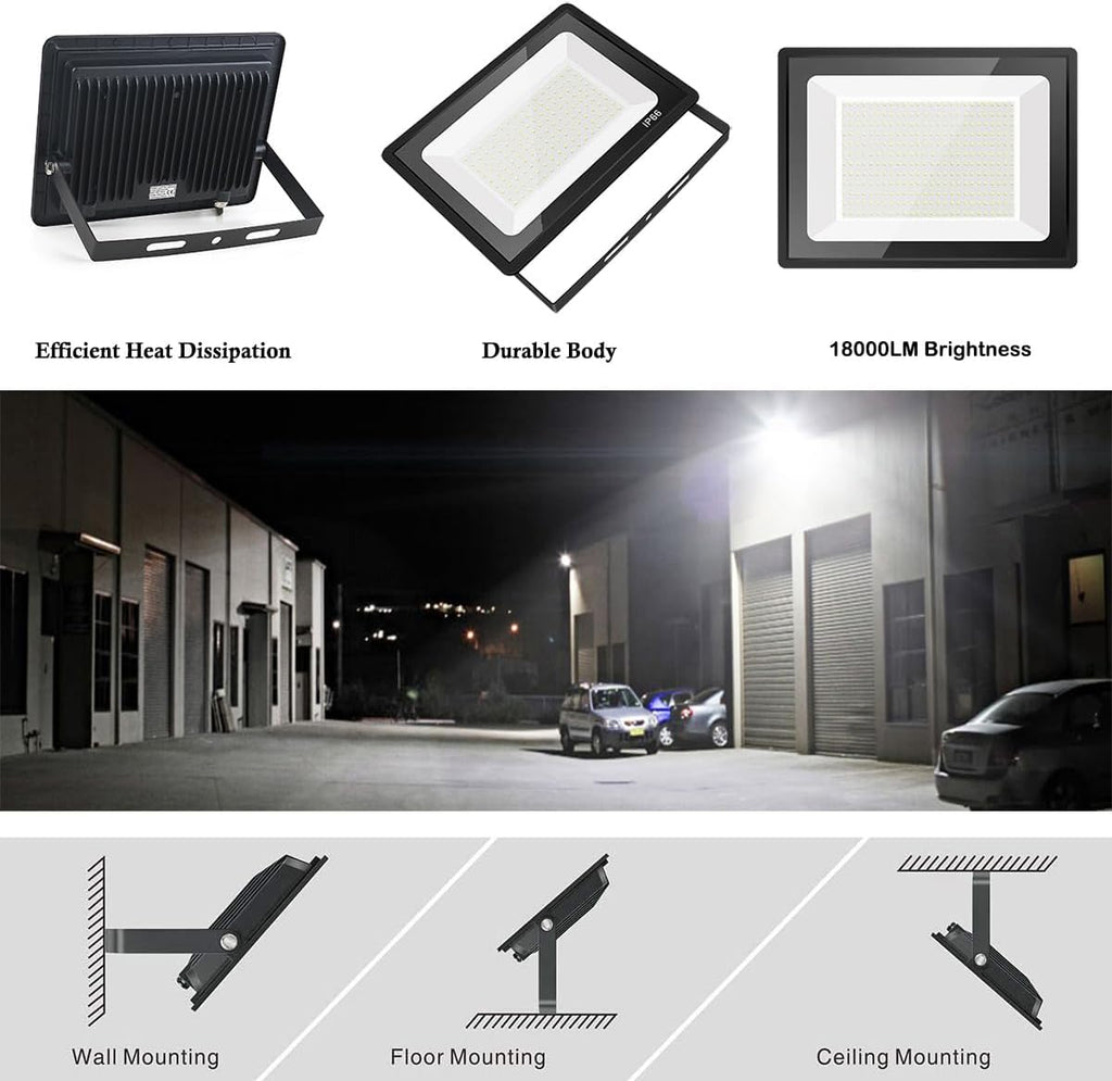 200W LED Flood Light Bulbs 2 Pack, Outdoor Waterproof IP66, 6000K Daylight White, Exteriores Security Floodlights for
