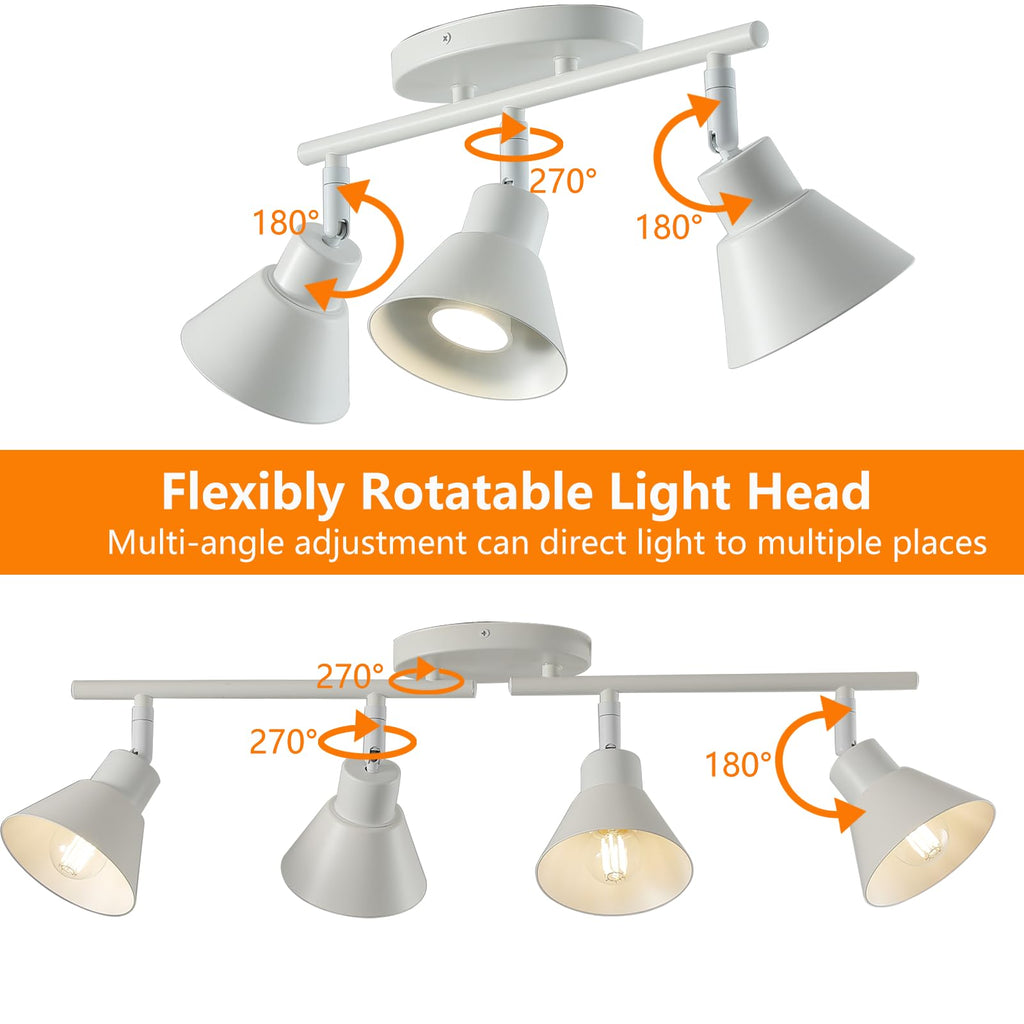 4 Light Plug in Track Lighting Kit,Modern Plug in Ceiling Light Fixture,16.4ft Cord,4 Way Ceiling Spot