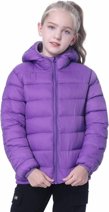 Hooded Puffer Jackets for Boys and Girls - Lightweight and Packable - Autumn and Winter Coat, Warm and Comfy