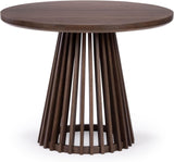 Round Dining Table, 38", Wooden, Pedestal, Minimalist Kitchen Table for 4 for Dining Room, Walnut