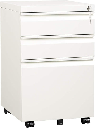 3 Drawer Mobile File Cabinet with Lock, Under Desk Metal Filing Cabinet /Legal/Letter/A4 File, Fully Assembled Except