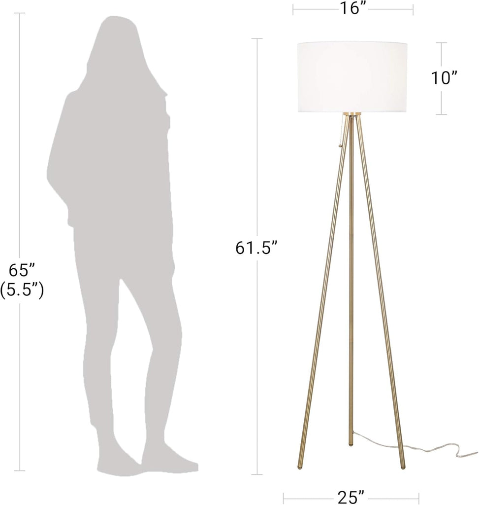 22965-000 Mid-Century Modern Tripod Floor Lamp, Standing Lamp, Living Room Floor Light, LED Bulb NOT Included, 61.25"