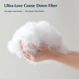 Goose Feather Down Fiber Comforters Queen, Extra Fluffy White Duvet Insert, Ultra-Soft, Breathable