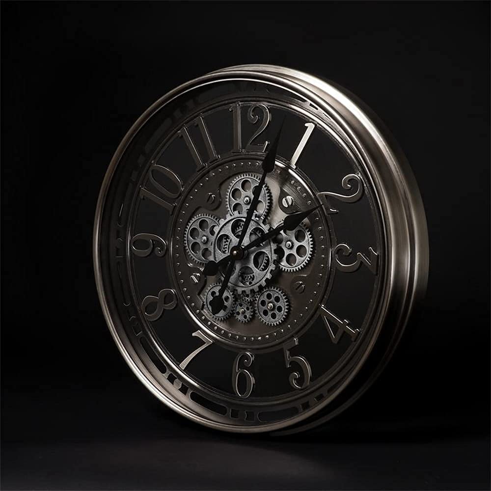 21" Moving Gear Wall Clocks Decor, Gunmetal
