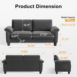 70" Living Room Couch Sofa, Mid Century Modern Loveseat, Velvet Deep Couches for Small Spaces, Bedroom