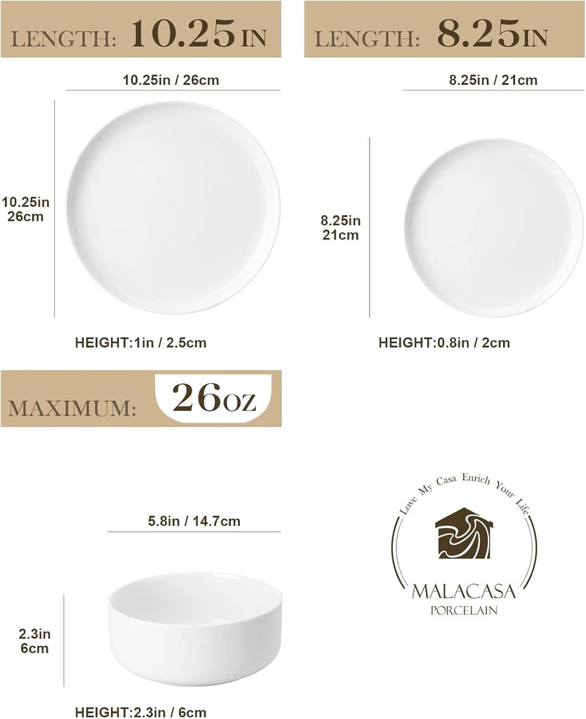 Plates and Bowls Sets, 12 Pieces Porcelain Dinnerware Sets Dishware Sets Chip Resistant Ceramic Dish Set Dining Dinner