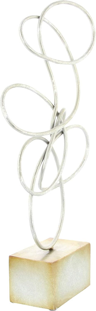 79 Metal Abstract Decorative Sculpture Swirl Home Decor Statue, Accent Figurine 10" x 4" x 22", Silver