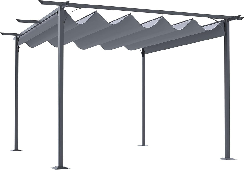 11.5' x 11.5' Outdoor Retractable Pergola Canopy, Metal Patio Shade Shelter for Backyard, Porch Party, Garden