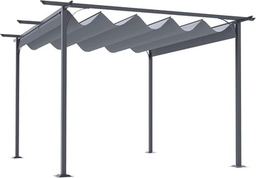 11.5' x 11.5' Outdoor Retractable Pergola Canopy, Metal Patio Shade Shelter for Backyard, Porch Party, Garden