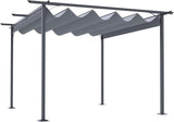 11.5' x 11.5' Outdoor Retractable Pergola Canopy, Metal Patio Shade Shelter for Backyard, Porch Party, Garden