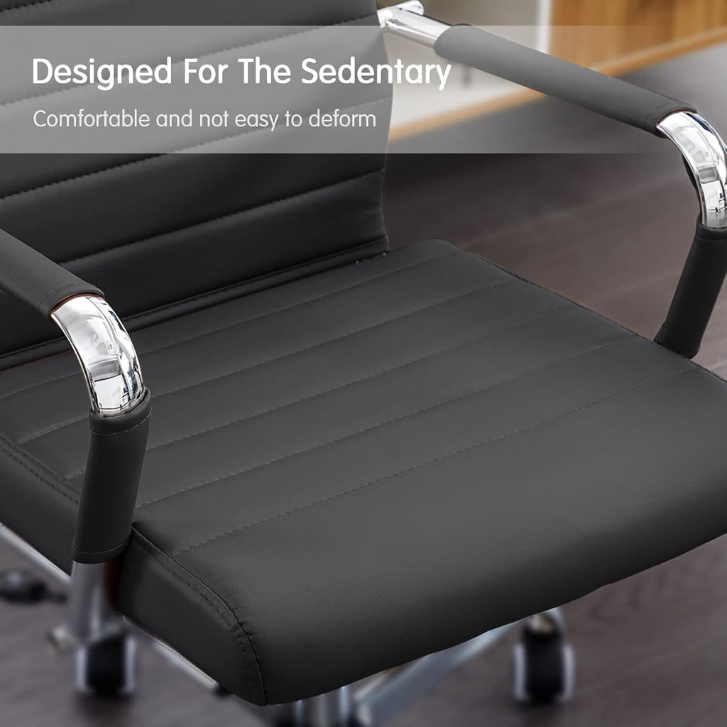 Home Ribbed, Modern Leather Conference Room Chairs, Ergonomic Office Desk Chair, High Back Executive Computer Chair