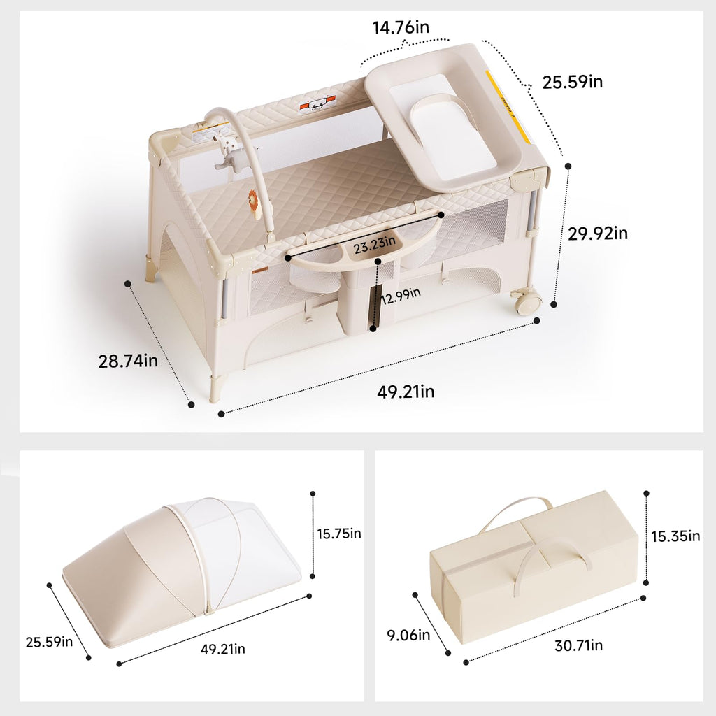 Bassinet,Play Yard,Bedside Crib Sleeper,Diaper Changer