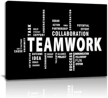 Teamwork Canvas Wall Art - Large Framed Motivational Quotes Artwork Modern Home Decor - Inspirational Posters Decor