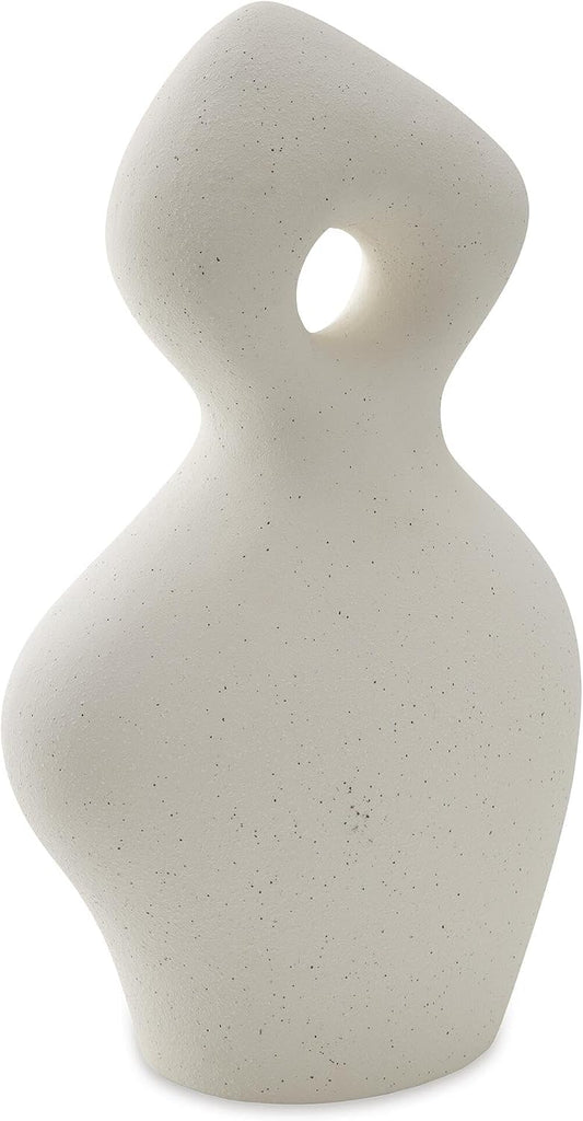 Ceramic Abstract Sculpture, Off White | Water-resistant sanded 15 in ceramic art, Organic modern style s and warm