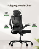 Ergonomic Office Chair: Office Desk Chair with High Back Mesh and Adjustable Lumbar Support Rolling Work Swivel Task