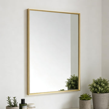 Bathroom Mirror for Wall, 24x16 Inch Framed Vanity Mirror Brushed Gold