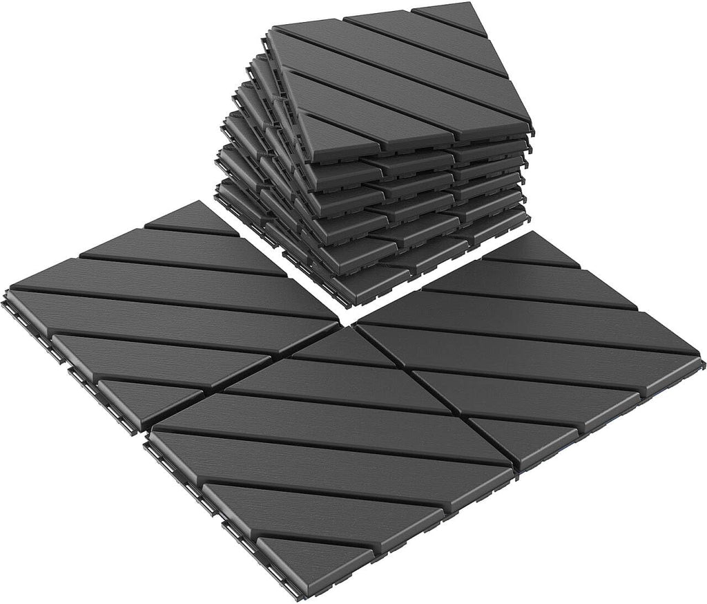 9 Pack Interlocking Deck Tiles, 12"x12" Patio Pavers, Heavy Duty Plastic Outdoor Flooring with Drainage, Waterproof