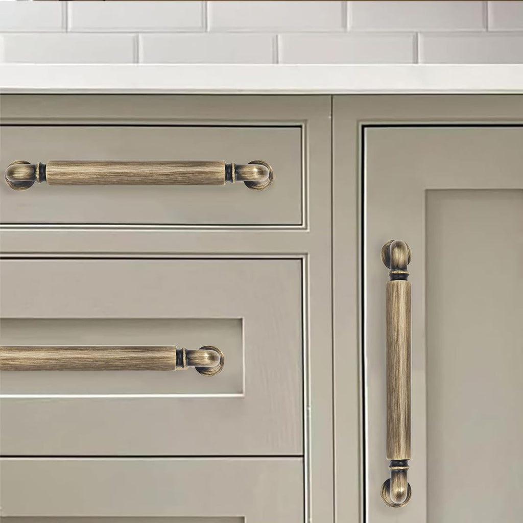 2-Pack Antique English Brass Heavy-Duty Solid Cabinet Pulls 3-1/2 Inch(89mm) Hole Center Drawer Pulls Cabinet