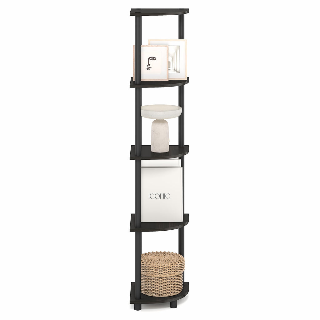 Turn-N-Tube Corner Shelf, 5-Tier Corner Bookshelf, Open Storage Shelves, for Organization and Storage, Living Room