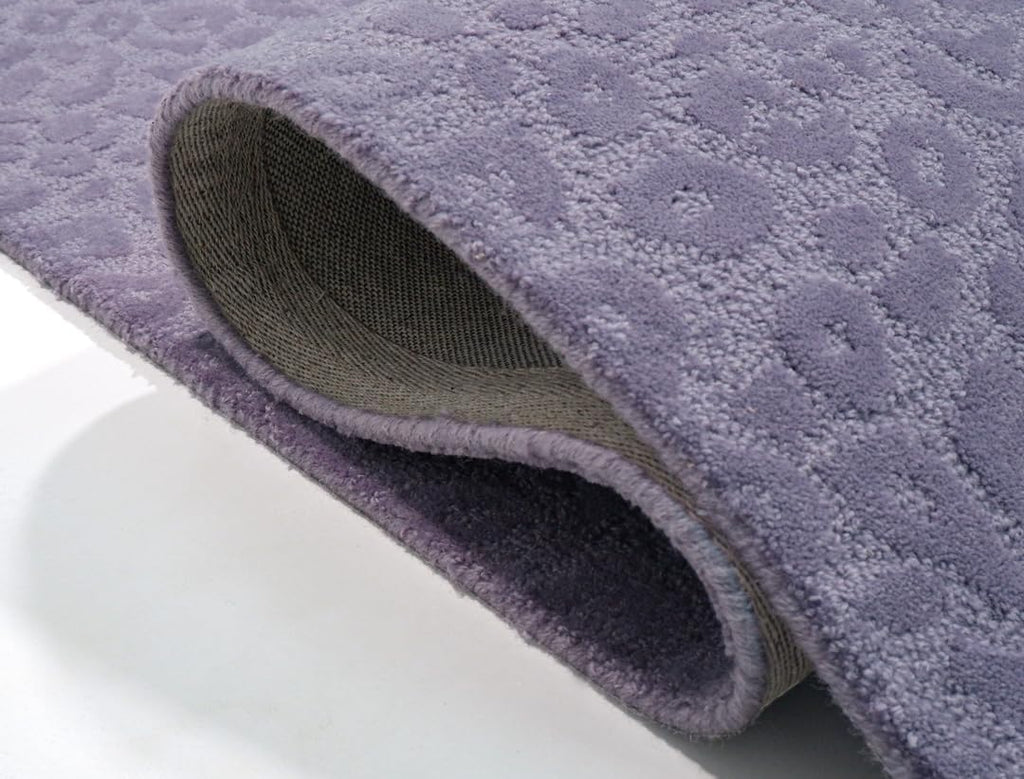 Leopardess Hand-Tufted Responsible New Zealand Wool High Low Textured Pile Area Rug 8' x 11' Lavender