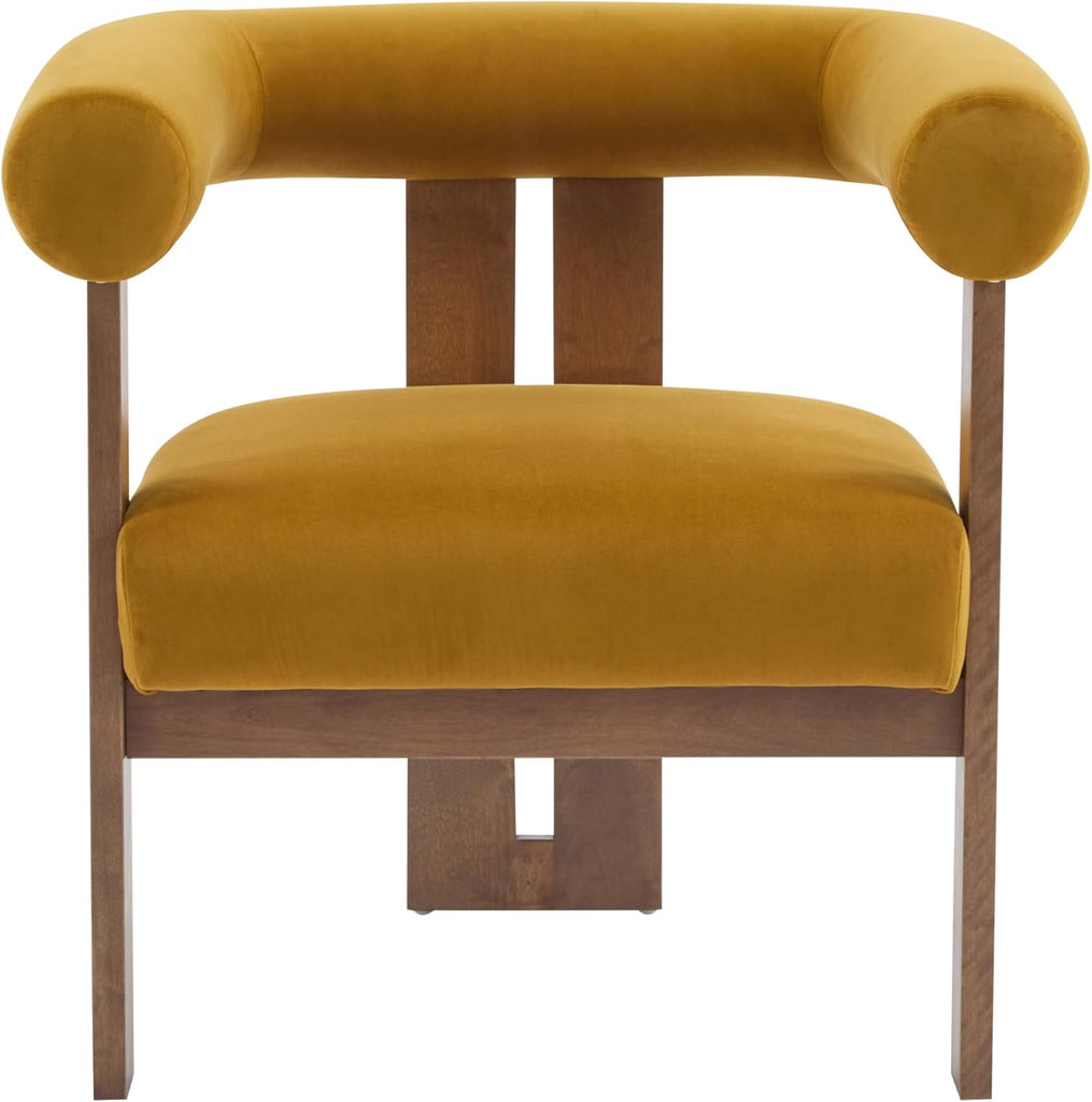 Linton Modern Velvet Upholstered Accent Chair, Living Room Solid Wood Lounge Chair, Bedroom Soft Cushion Comfy