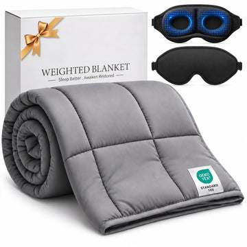 Blanket Set with Sleep Eye Mask 20lbs (60"x80", Grey)