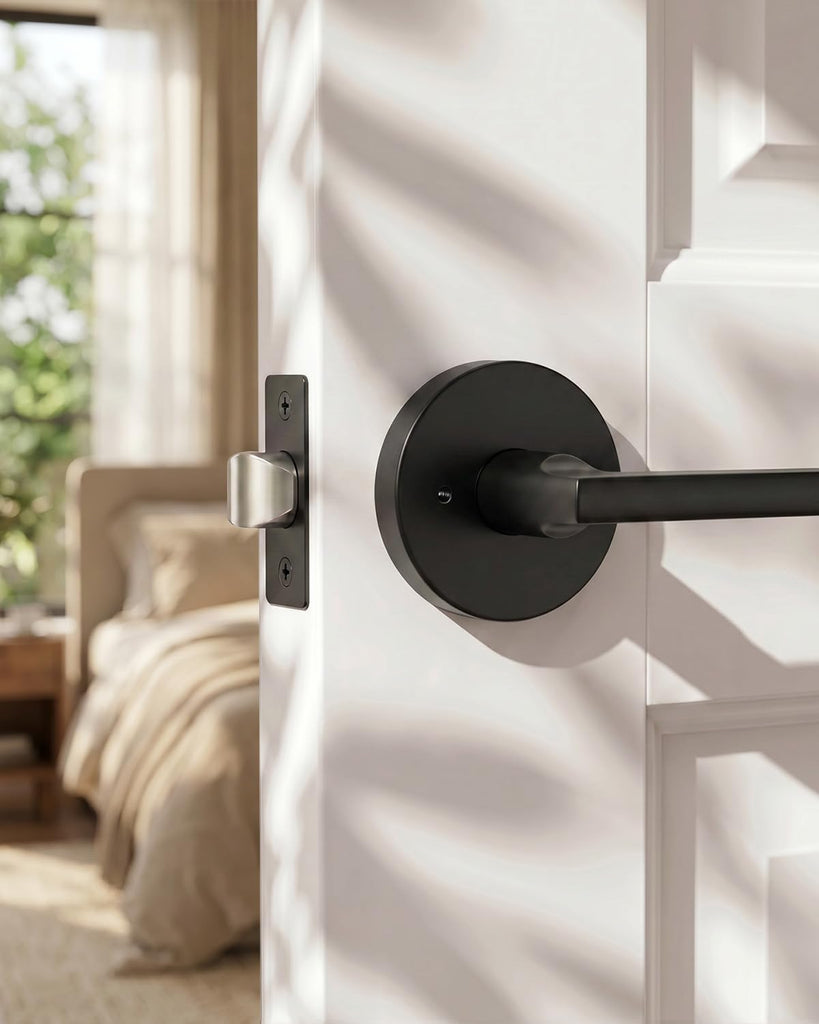 Black Door Handle Interior Privacy Door Lever Zinc Alloy 1 Pack