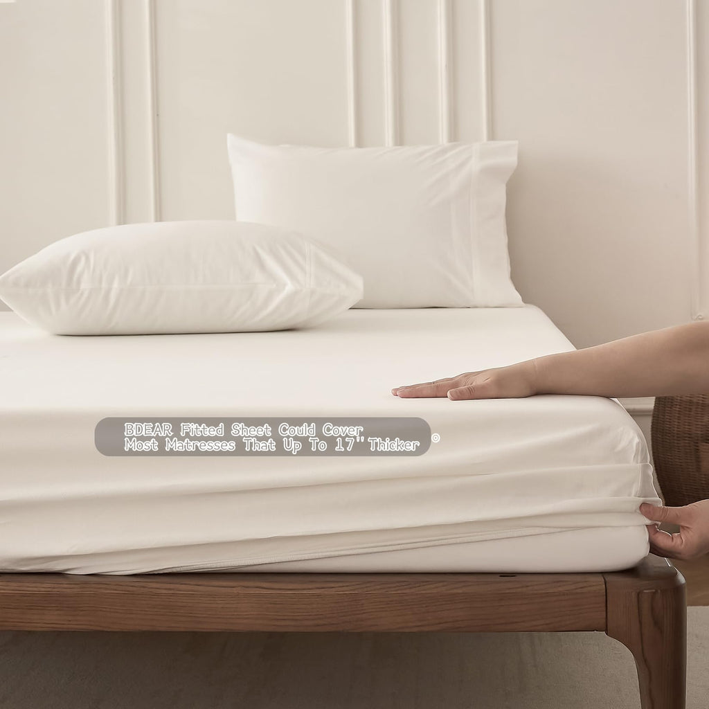 6PS Off White Bedding Sheet Set, 100% Washed Cotton