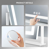 Lighted Makeup Mirror, 17.3"x13" Hollywood Vanity Mirror with Lights, Three Color Lighting Modes, and 5X Magnification