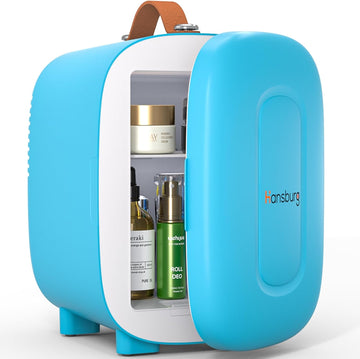 Mini Fridge for Bedroom Skincare Cooler & Warmer Portable Small Refrigerator 4 Liter/6 can with 12v AC/DC/USB Option