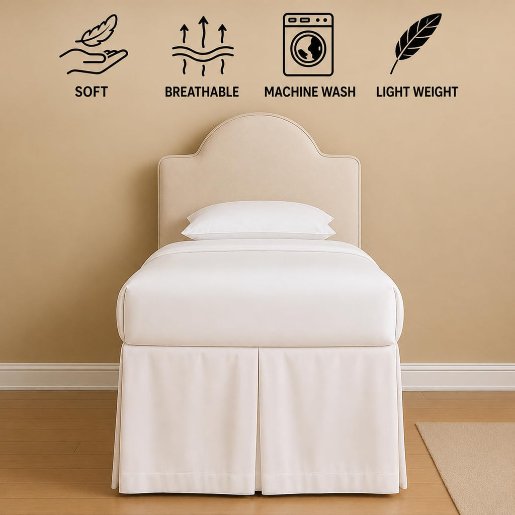 Split Corner Dorm Bed Skirt Twin XL - 32 Inch Drop, 100% Microfiber, Extra Long Bed Skirt for College Dorm, Platform