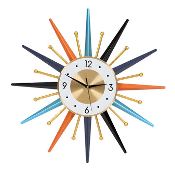 Large Wall Clock 22 Inch, Mid Century Wall Clock Starburst Clock Modern Decor Silent Non-Ticking, Home Décor Big