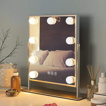 Vanity Mirror with Light Lighted Makeup Mirror Vanity Smart Touch Control 3Colors Dimmable Detachable 10X