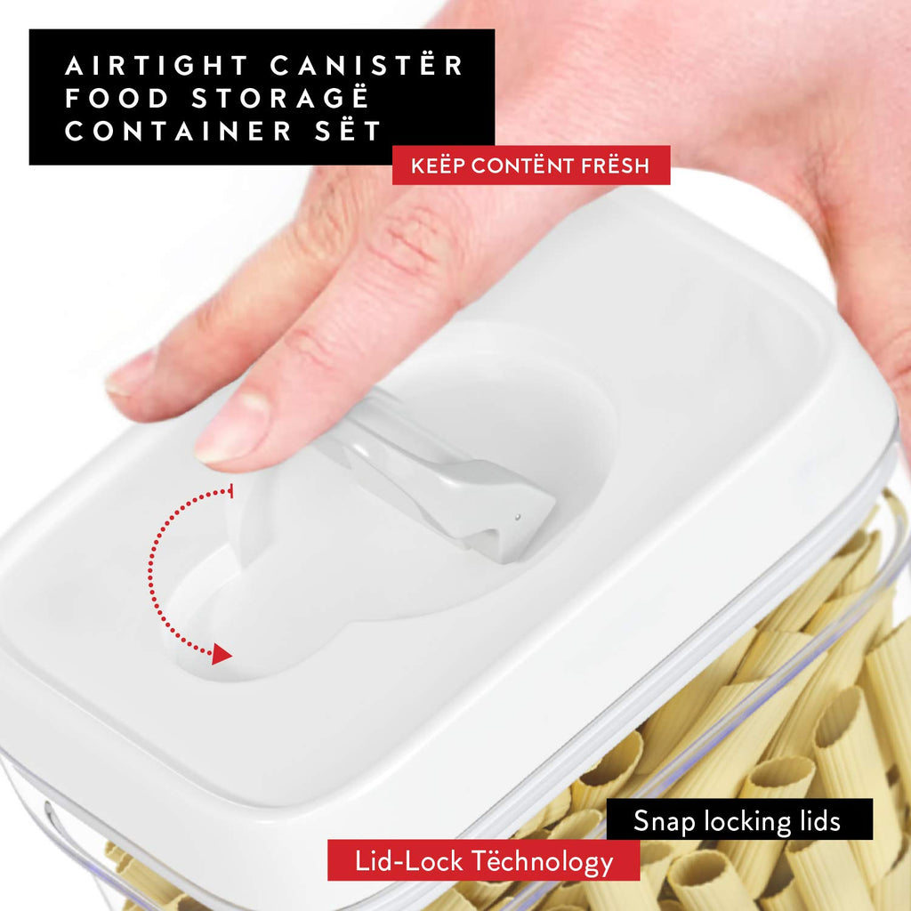 Airtight Food Storage Containers with White Lids - 0.4L 6 Pc Clear Plastic Kitchen canisters Pantry Organization for