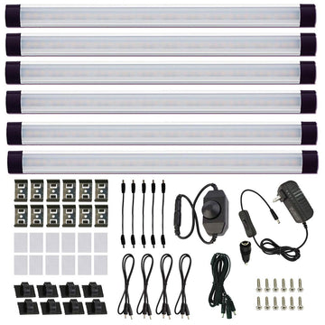 LED Under Counter Light Rigid Bar Kit, Plug in Corded 12V LED Under Cabinet Lighting Dimmable with Switch for Counter