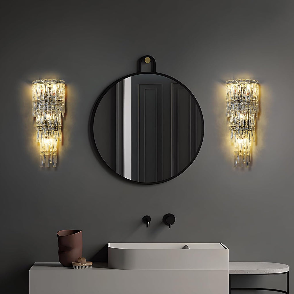 Wall Sconces,Modern Crystal Wall light Fixtures Indoor Luxury Chrome Wall Lamp,K9 Acrylic Crystal Drops Wall