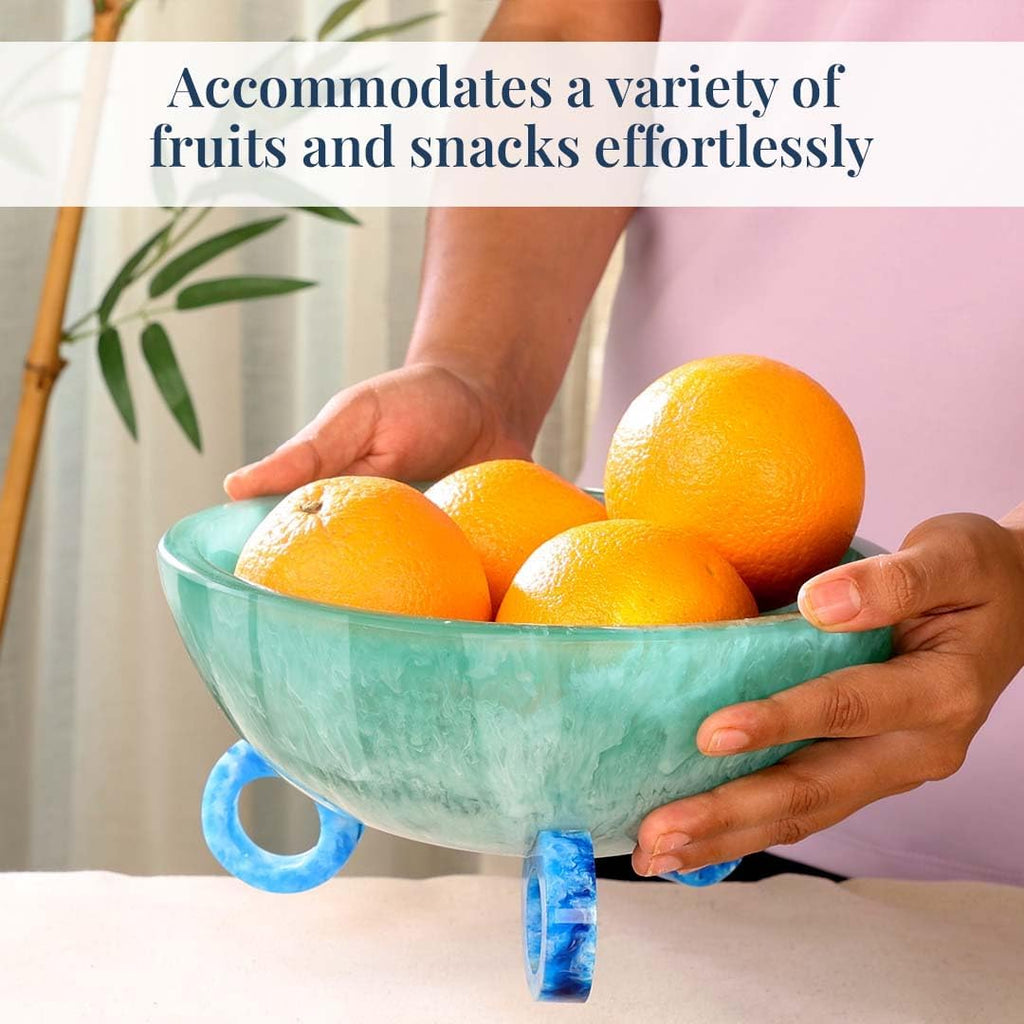 Fruit Bowl Counter, 9" Resin Decorative Bowl, Centerpiece Table Decorations, Fruit Basket for Coffee Table Décor