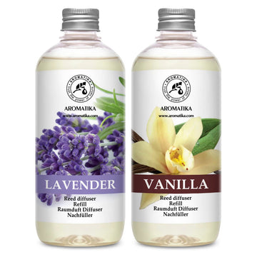 Reed Diffuser Refill Set Vanilla & Lavender with Lavender Essential Oil 34 Fl Oz - 2x500ml - Fragrance Oil Reed