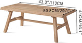 43" Farmhouse Solid Wood Coffee Table, Rustic Rectangular Center Table, Natural