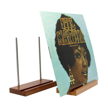 Wooden Vinyl Record Holder Stand, Now Playing Display, Sapele