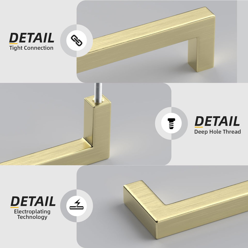 20 Pack 5" CC Brushed Gold Cabinet Pulls Gold Cabinet Handles
