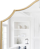 Gold Scalloped Wall Mirror: 40"x29" Large Modern Minimalist Bathroom Mirror - Decorative Vanity Arched Mirrors for