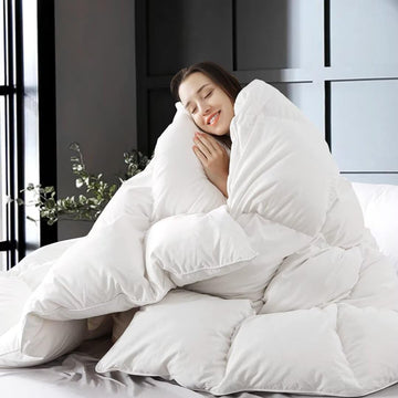 Feather Down Fiber Comforter King, All Season White Down Feather Duvet Insert