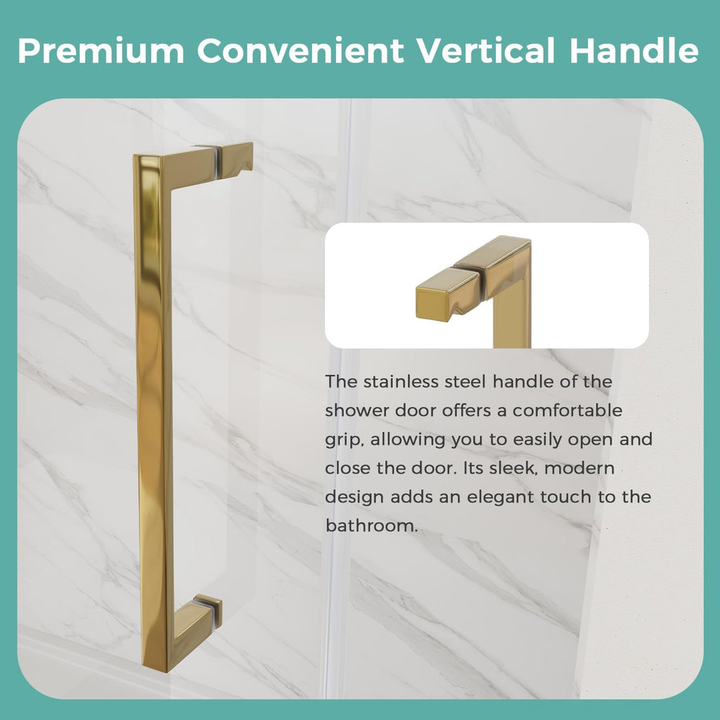 56-60" W x 72" H Frameless Shower Door with SGCC Tempered Ultra-Clear Glass, Water Repellent Sliding Shower Door