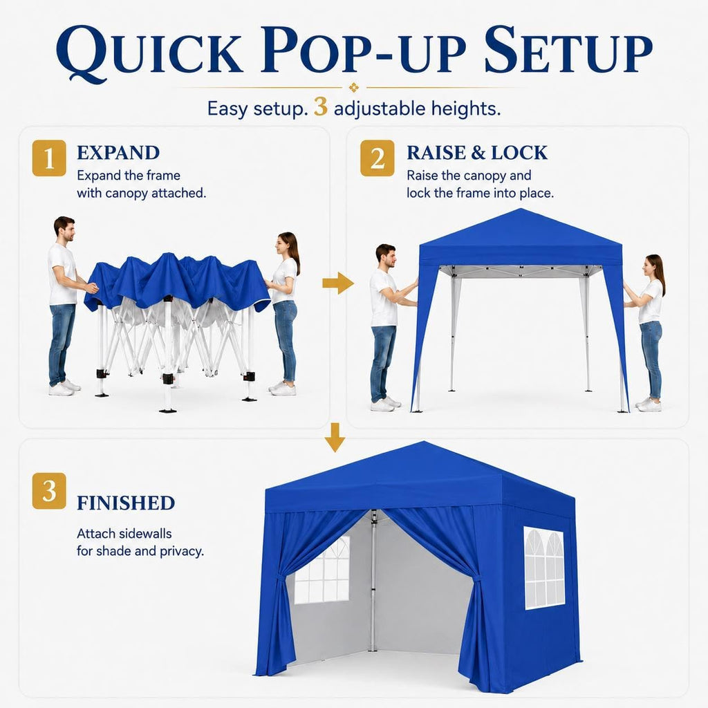 10x10 Pop Up Canopy with 4 Removable Sidewalls, Portable Enclosed Instant Tent, Waterproof Outdoor Tent