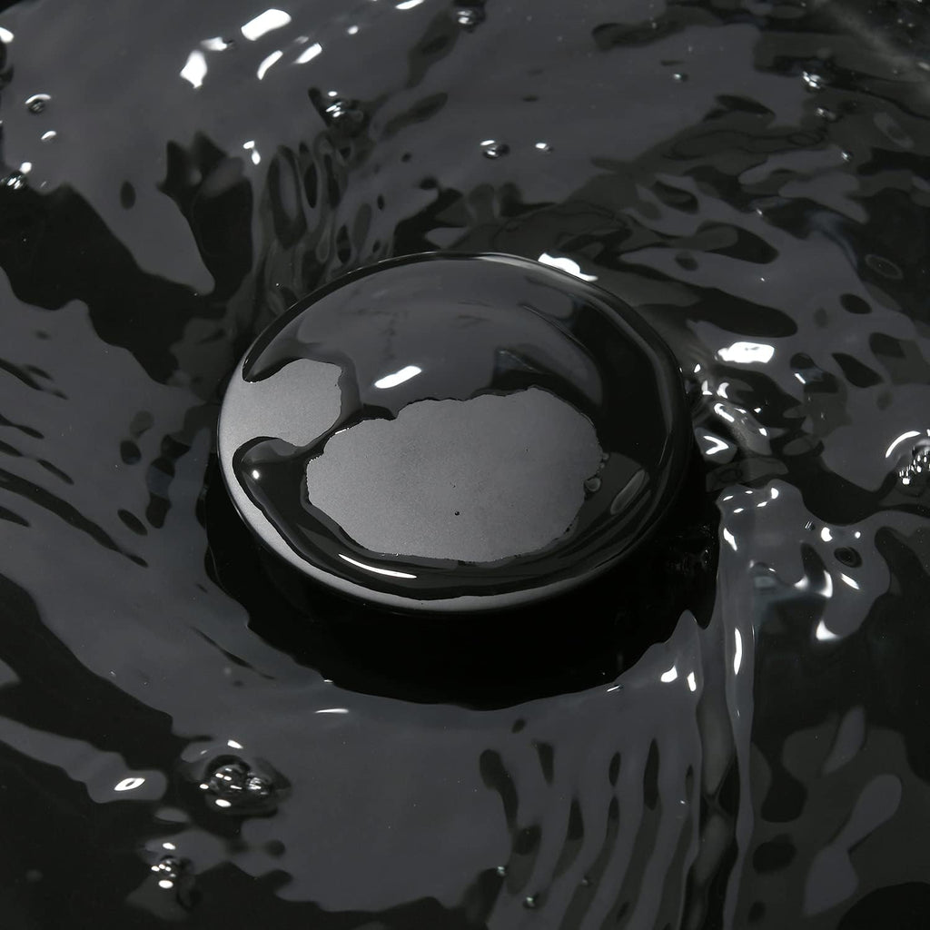 Black Bathroom Sink and Faucet Combo -VOKIM 19"x15" Bathroom Vessel Sink Rectangle Above Counter Matte Black Porcelain